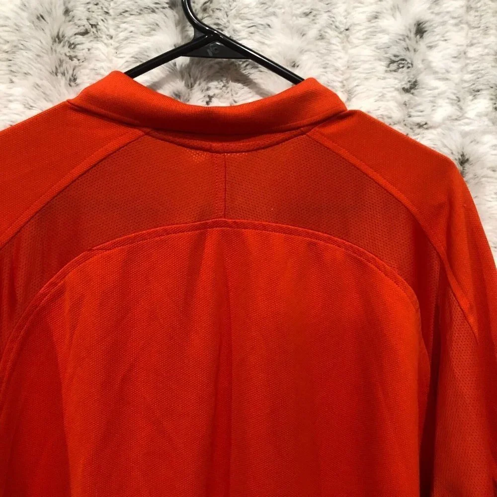 Adidas Men Polo Shirt Climacool 100% Polyester Orange Three Stripes  2XL